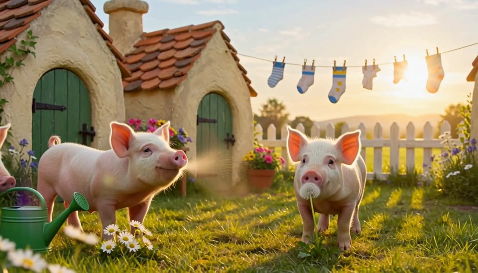 Final take: the same scene rendered photoreal at golden hour