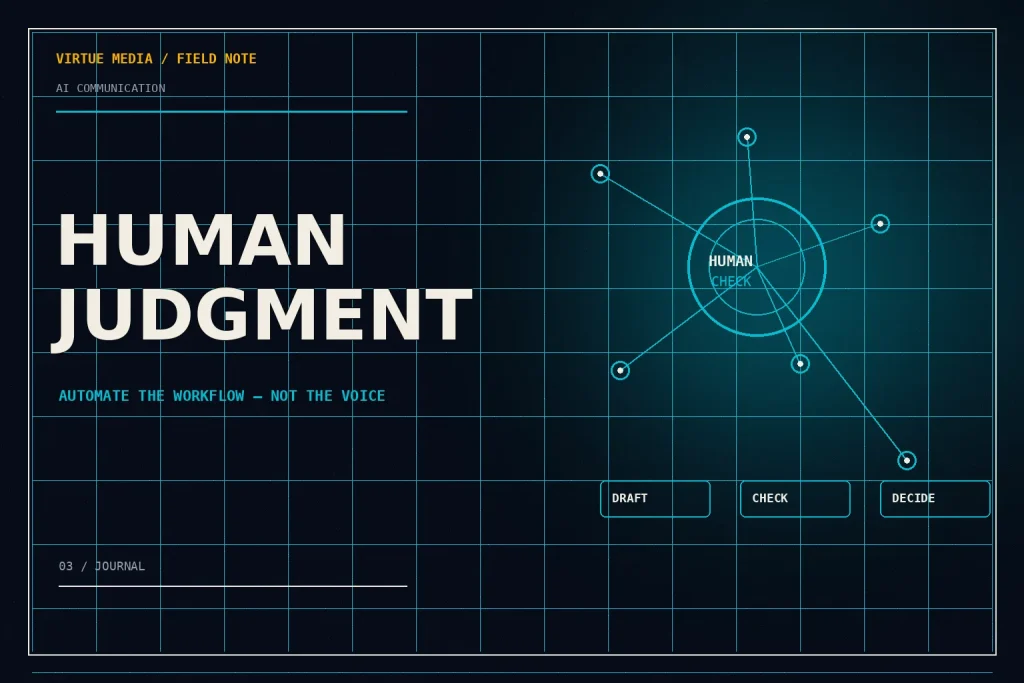 virtuedev-ai-human-judgment 7 Communication Workflows You Can Automate With AI Without Sounding Robotic