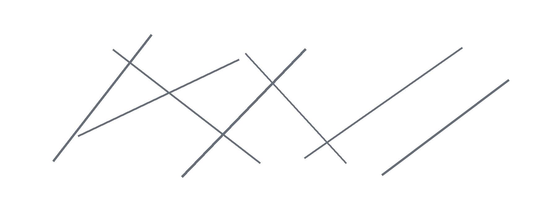 Thin gray strokes cross one another in a wide scattered-message mark.